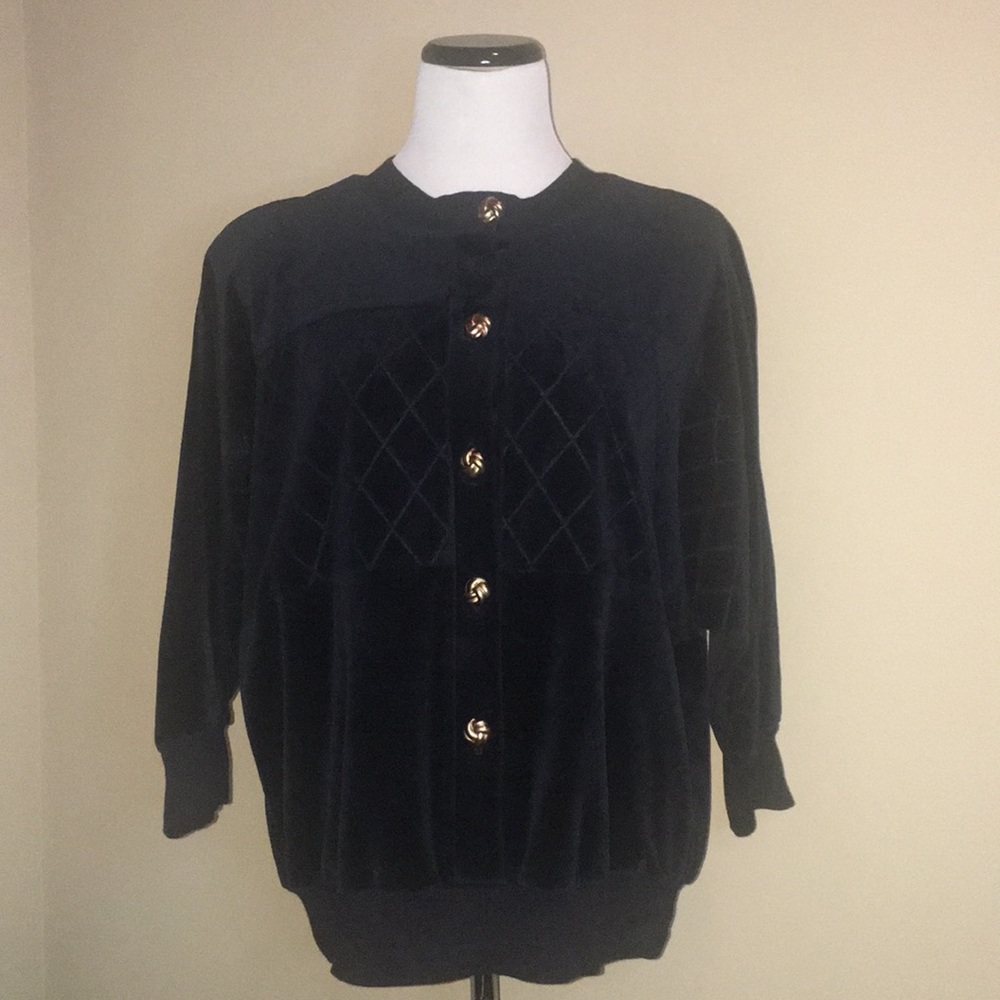 Vintage Sanibel Sport Velour Velve Cardigan Jacket